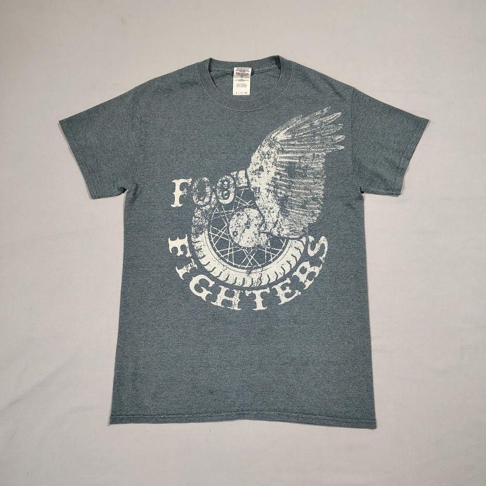 Foo Fighters Shirt Small Gray Winged Wheel Graphic Rock Band Concert Tee